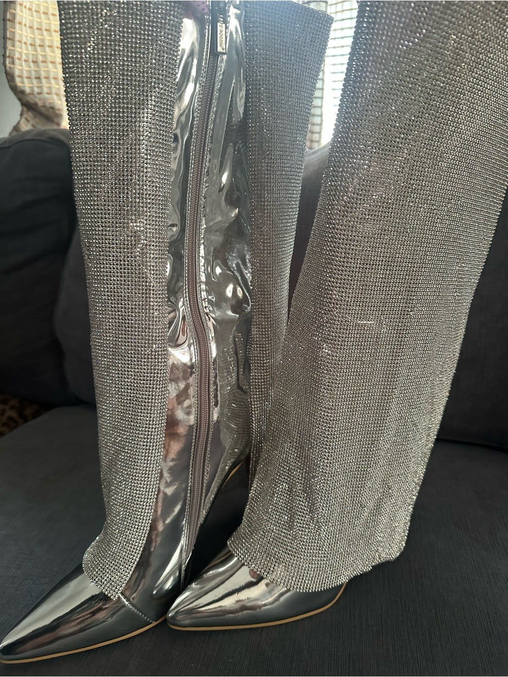Cape Robbin Shiny Silver Pointed-Toe Stiletto Heels - Picture 5 of 10